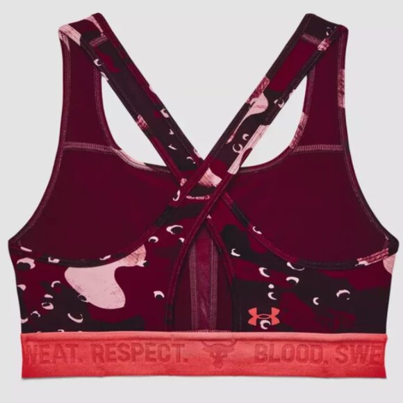 Under armour Project Rock Printed Bra Womens Small Gym Training Red - Picture 2 of 4
